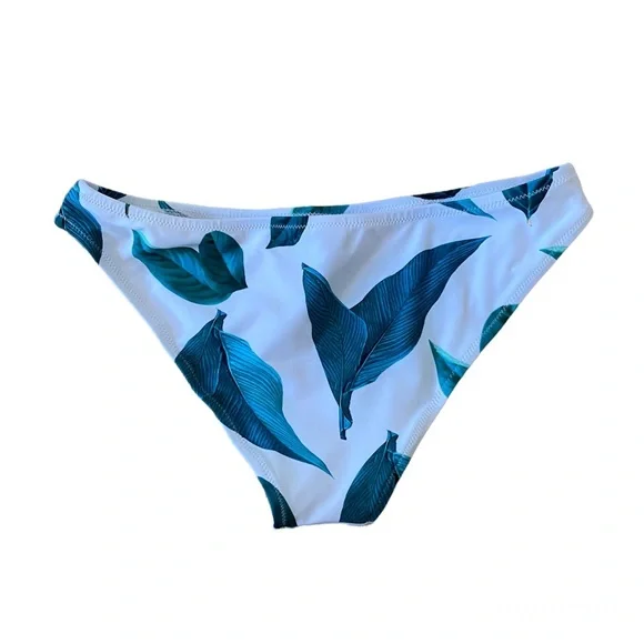 CUPSHE Fresh Leaves 2 Piece Bikini Wrap Top White Green SMALL - Picture 8 of 12